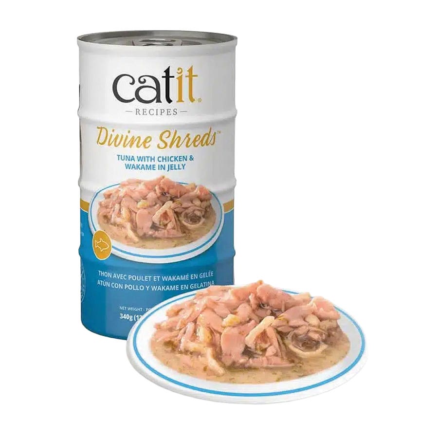 Catit Divine Shreds Cat Food, Wet, Chicken and Wakame, 3 oz Can