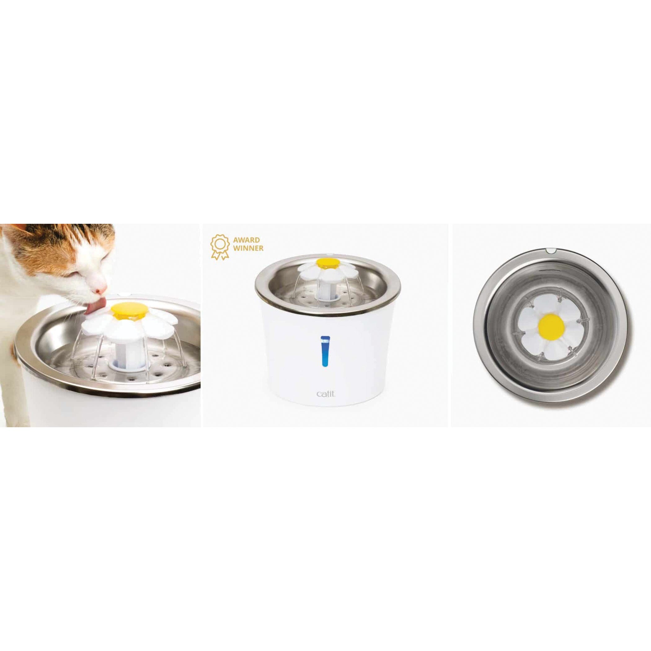 Catit Flower Themed Cat Fountain, 100 fl-oz Volume, Stainless Steel