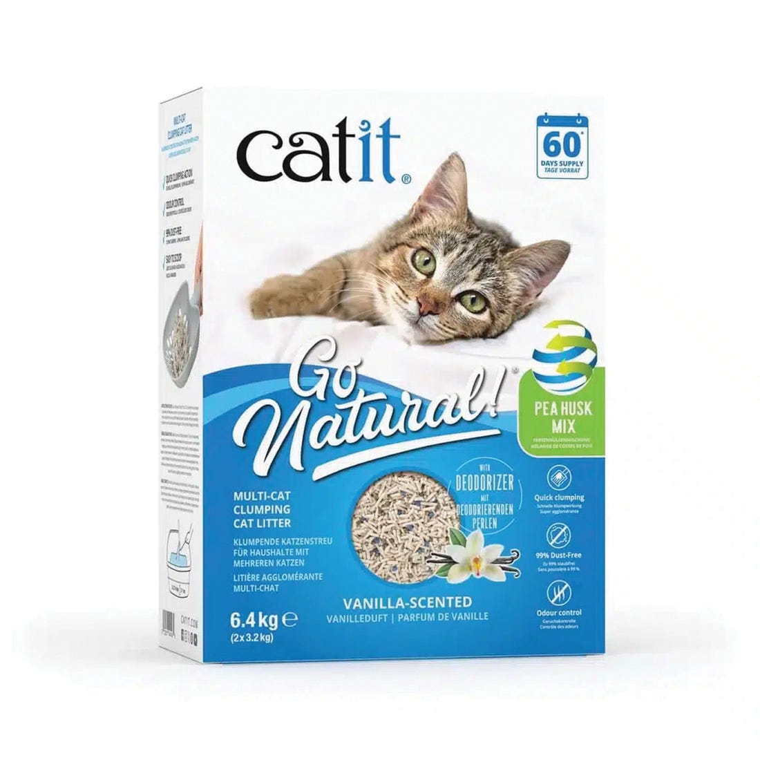 Catit Go Natural Clumping Cat Litter, Pea Husk, 14.1 lb Box