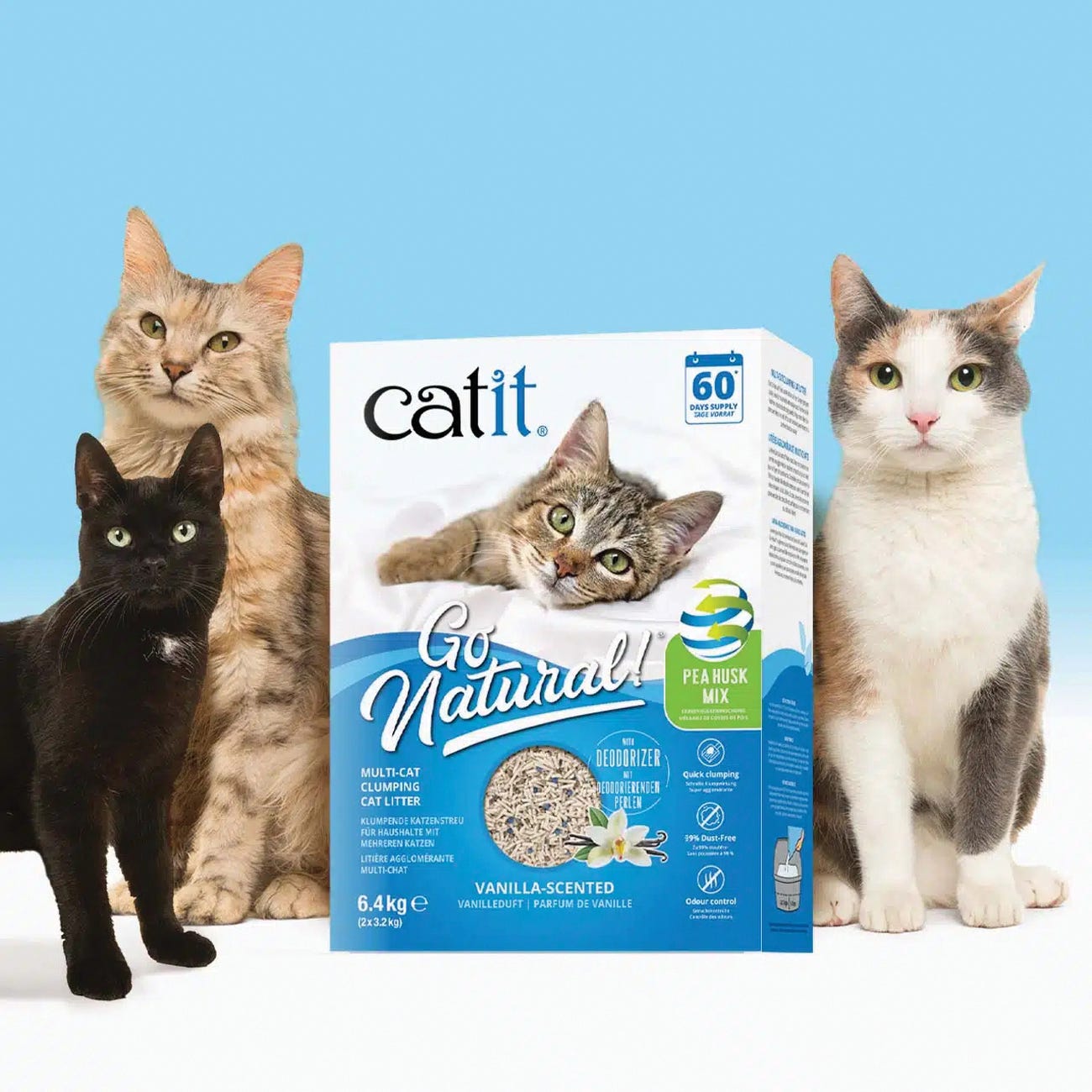 Catit Go Natural Clumping Cat Litter, Pea Husk, 14.1 lb Box