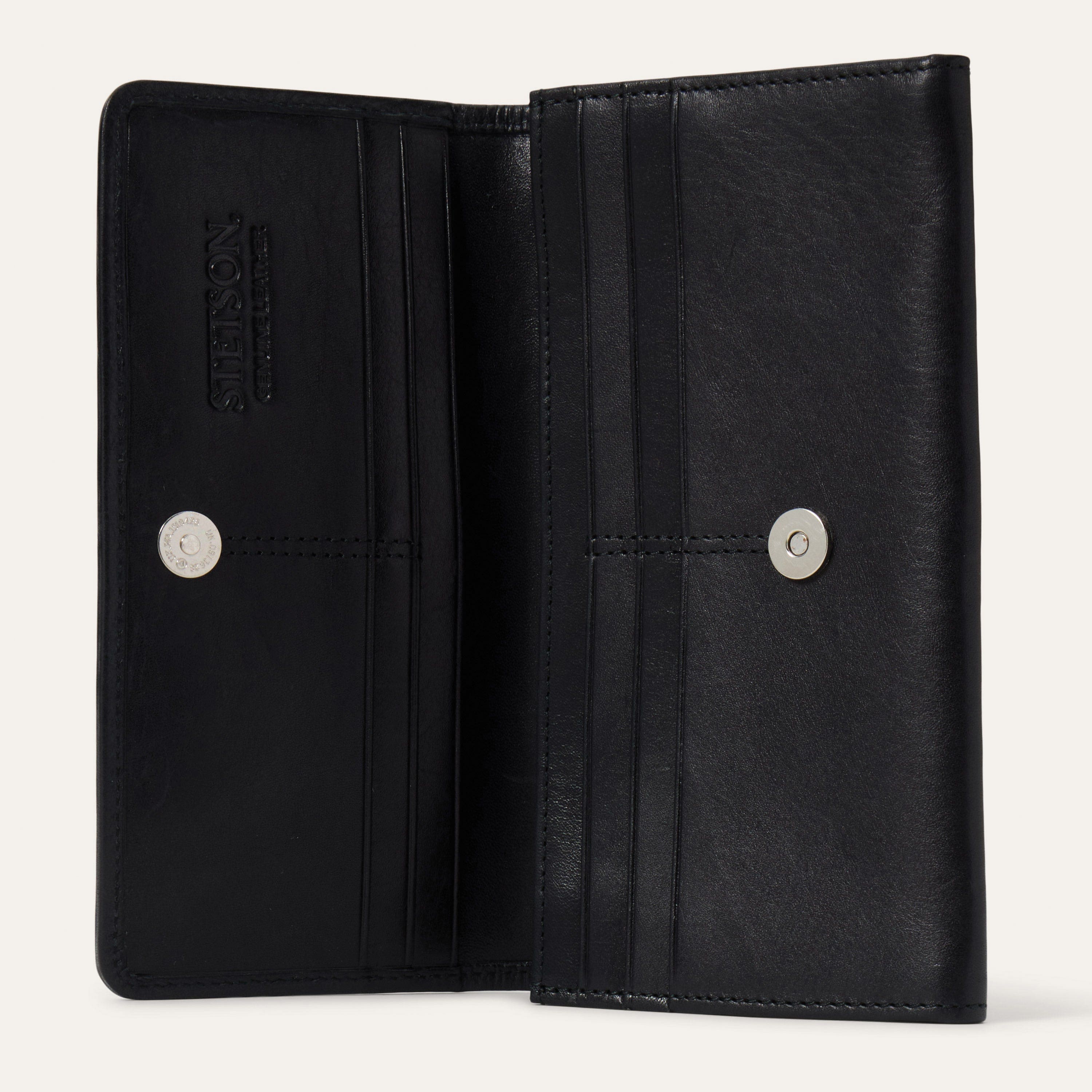 Stetson 9508000-001-NZ Wallet, Women's, Hair-On-Hide Front Flap, Stetson Concho, Zipper Closure, Black