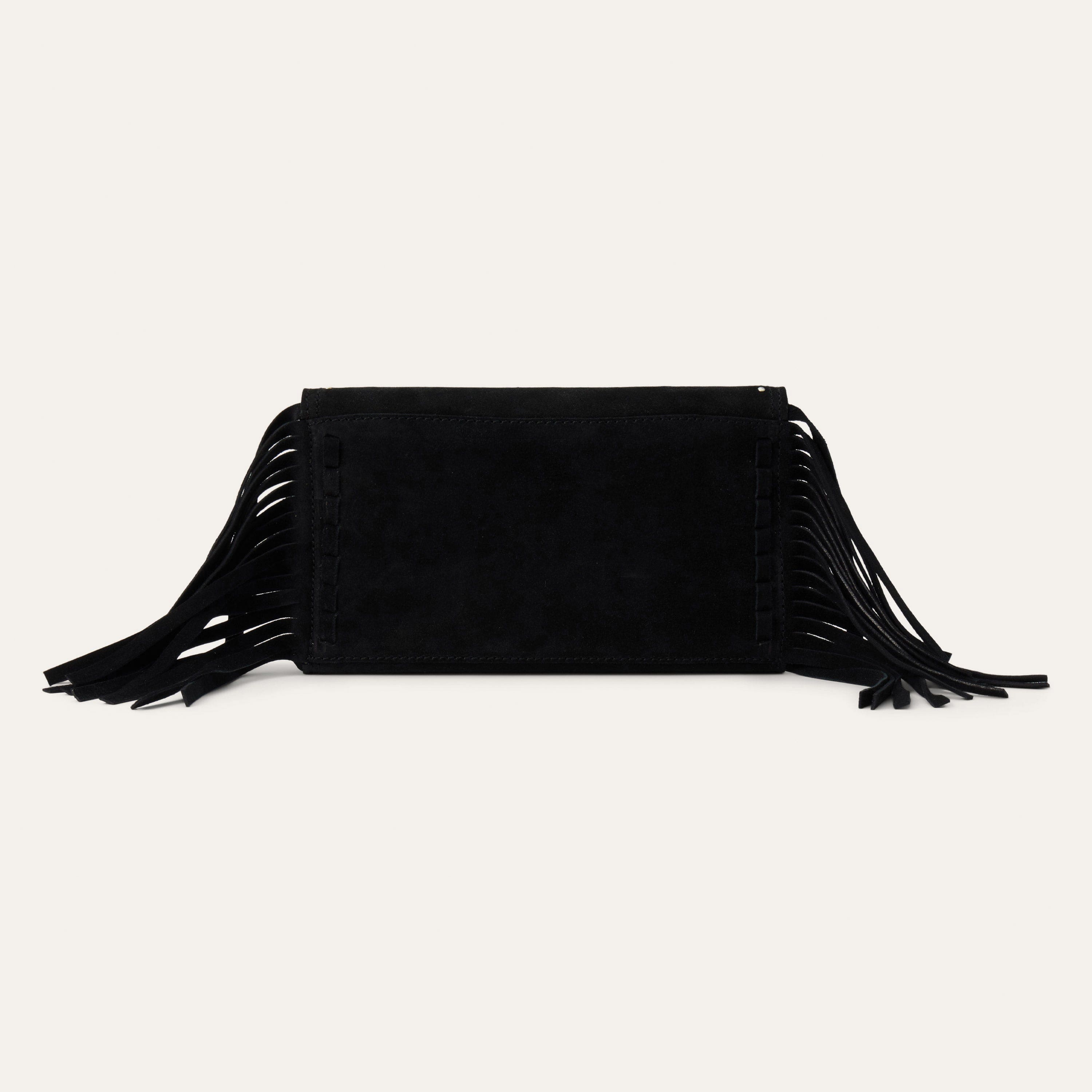 Stetson 9513000-001-NZ Purse, Women's, Spiral Suede Fringed Clutch, Stetson Concho, Black