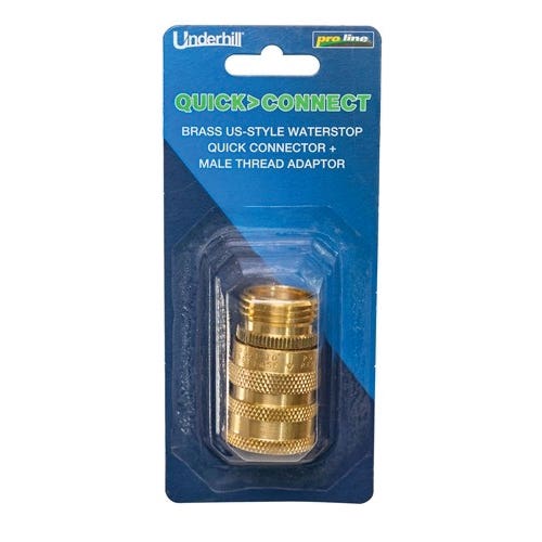 Underhill Proline Series A-QCMM Hose Quick Connector, 3/4 in, GHT, Brass