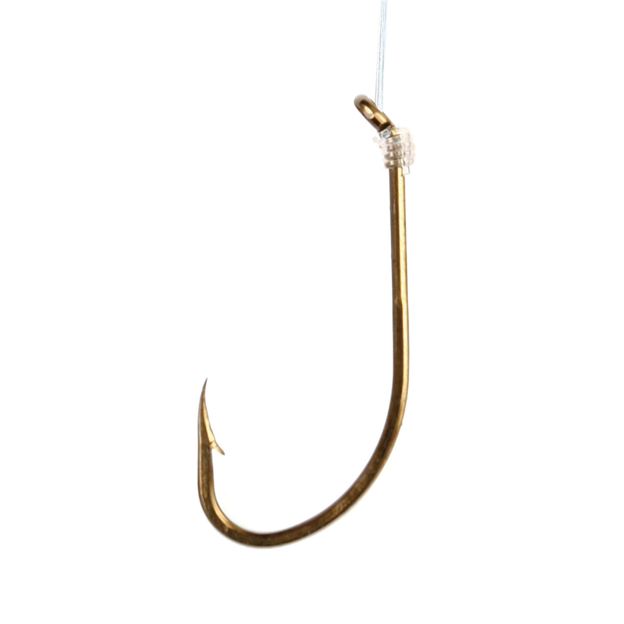 Eagle Claw 031H-4 Plain Shank Snelled Hook, 7 in, Bronze