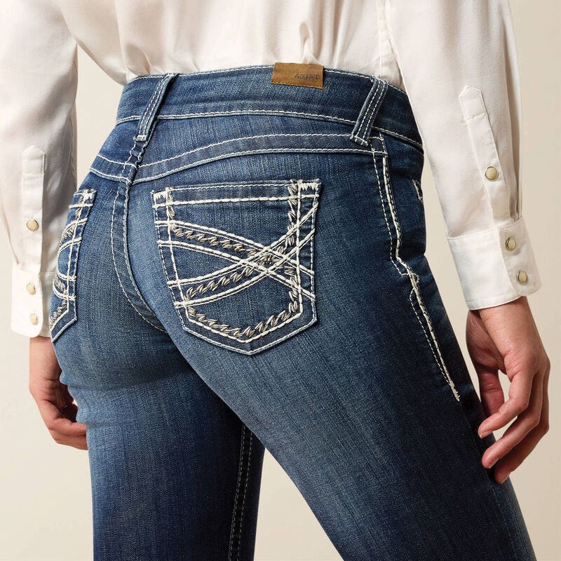 Ariat Entwined Series Trouser Jeans, 29L, 29 in Waist, Marine, Bootcut, Slim, Wide Fit, Stretchable