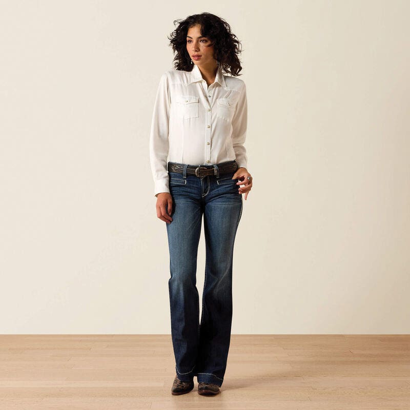 Ariat Entwined Series Trouser Jeans, 29L, 29 in Waist, Marine, Bootcut, Slim, Wide Fit, Stretchable