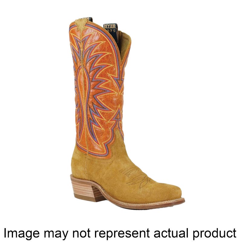 Hyer Women's Rose Hill Western Boots, 8, B W, Orange, Leather Upper