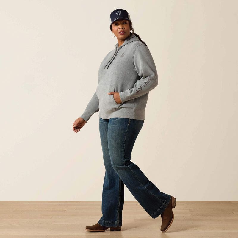 Ariat Women's Hoodie, 3X, Cotton/Polyester, Heather Gray, Hooded