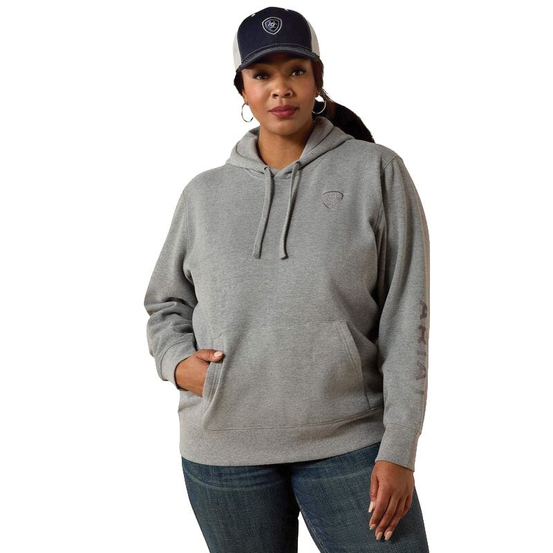 Ariat Women's Hoodie, 3X, Cotton/Polyester, Heather Gray, Hooded