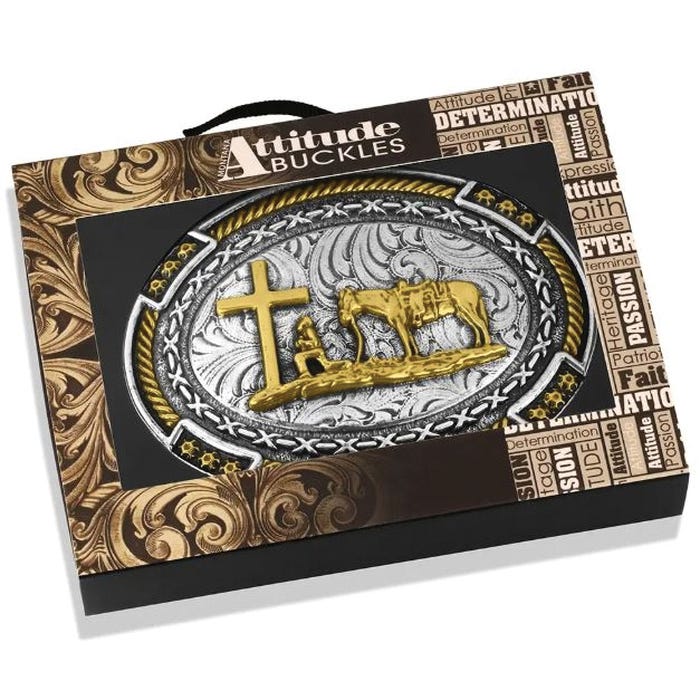 Montana Silversmiths Christian Cowboy Oval Belt Buckle – Swivel Closure