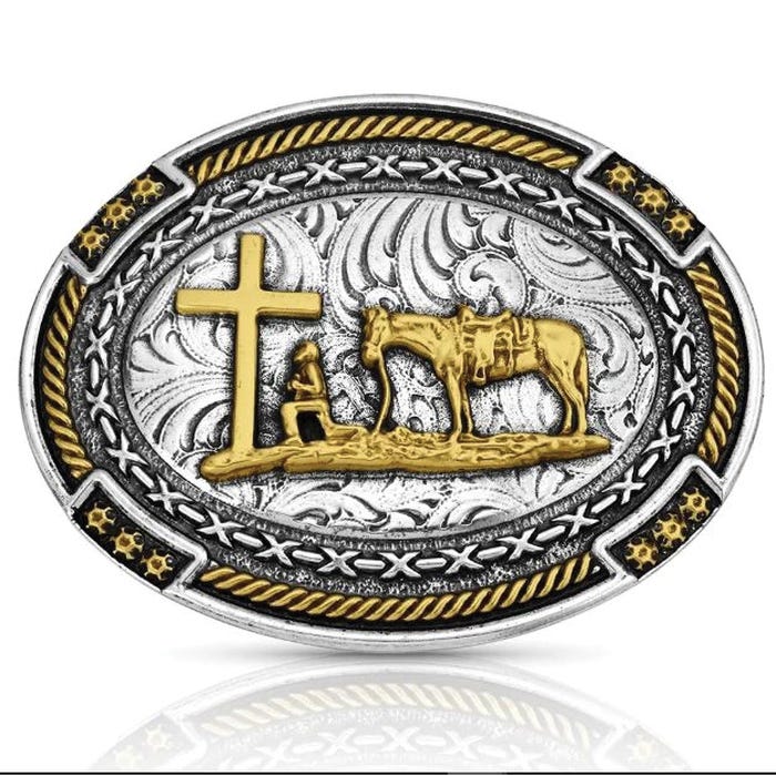 Montana Silversmiths Christian Cowboy Oval Belt Buckle – Swivel Closure