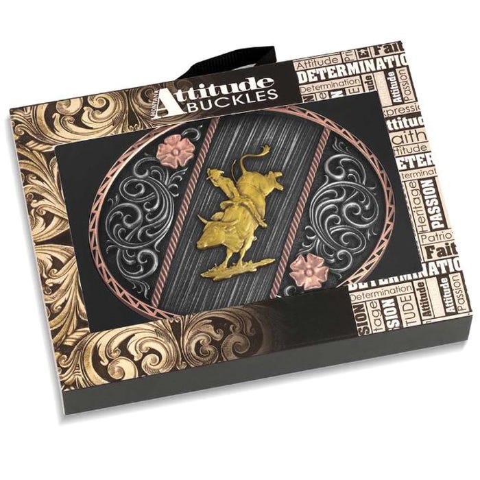 Montana Silversmiths Rustic Rose Bull Rider Belt Buckle – Swivel Closure