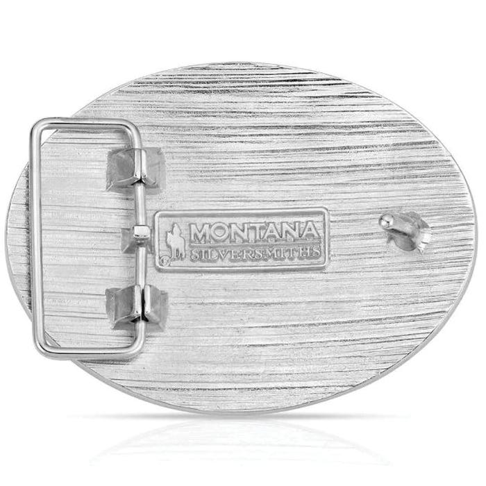Montana Silversmiths Etched American Flag Oval Belt Buckle