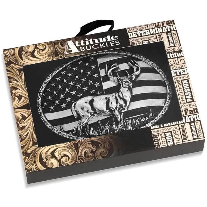 Montana Silversmiths Etched American Flag Oval Belt Buckle
