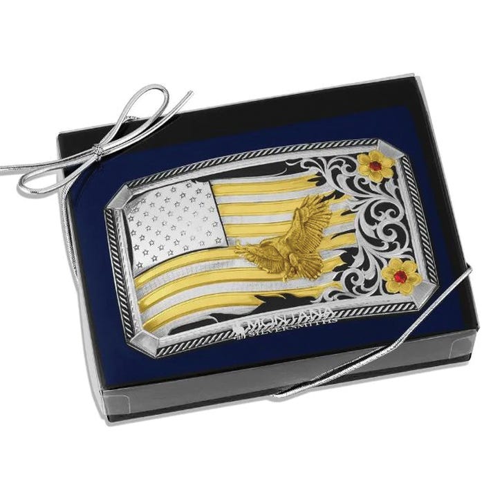 Montana Silversmiths Ruby Crystal Rectangular Belt Buckle