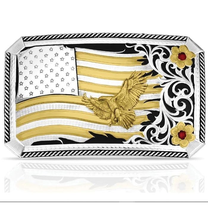 Montana Silversmiths Ruby Crystal Rectangular Belt Buckle