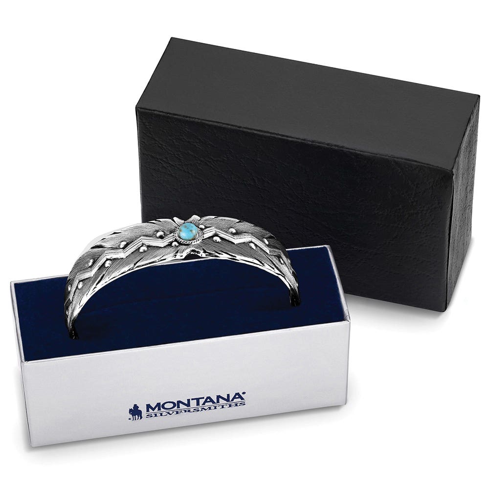 Montana Silversmiths American Made Series AMBC6421 Bracelet, Cuff, One-Size, Wild Lightning, Turquoise Gemstone, Brass