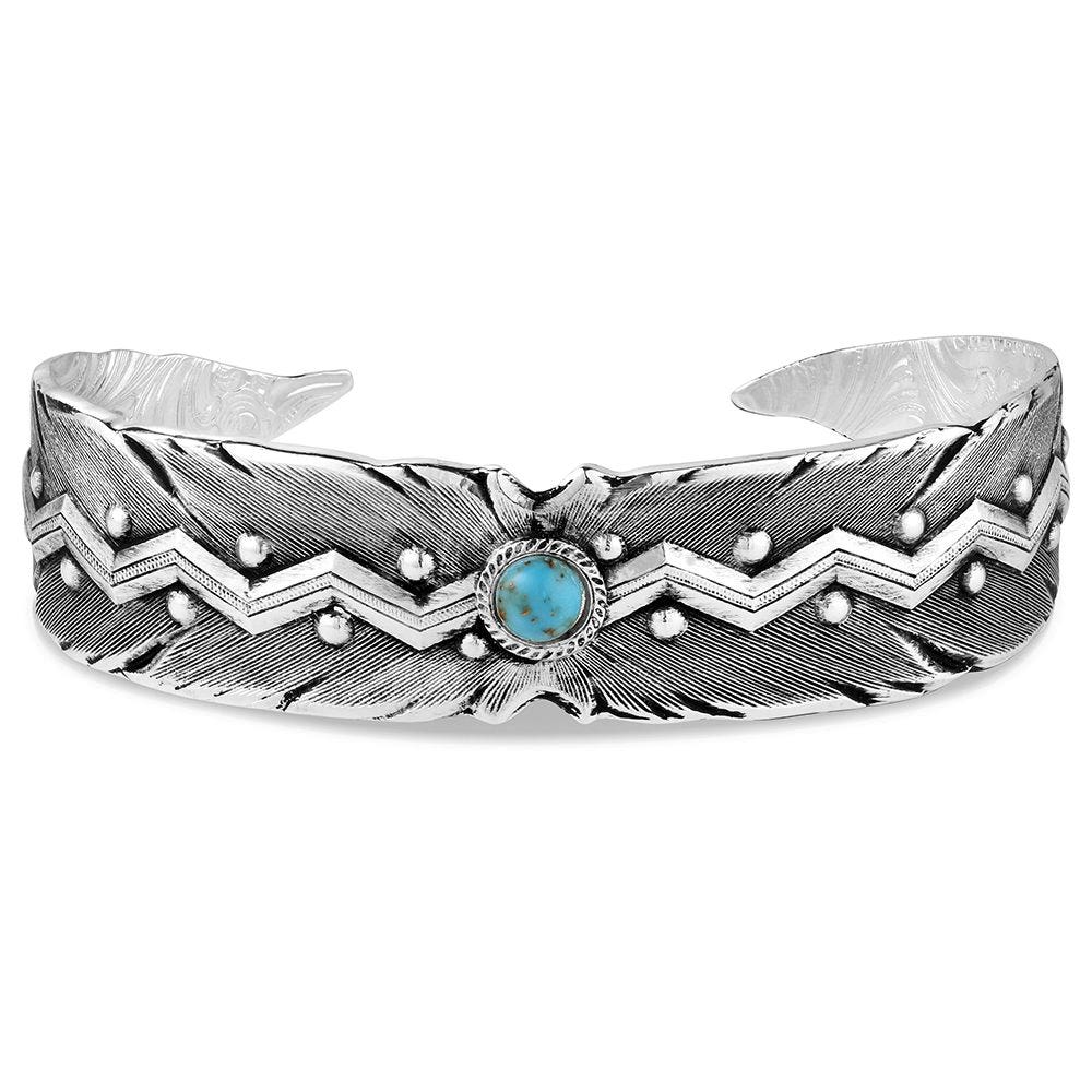 Montana Silversmiths American Made Series AMBC6421 Bracelet, Cuff, One-Size, Wild Lightning, Turquoise Gemstone, Brass
