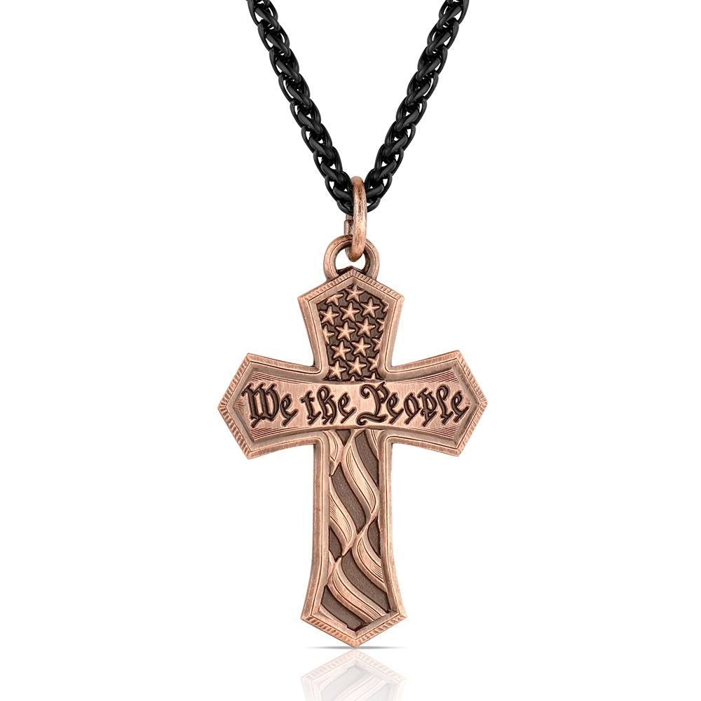 Montana Silversmiths American Made Series AMNC6414BLB Necklace, Men's, Untamed Valor, Brass