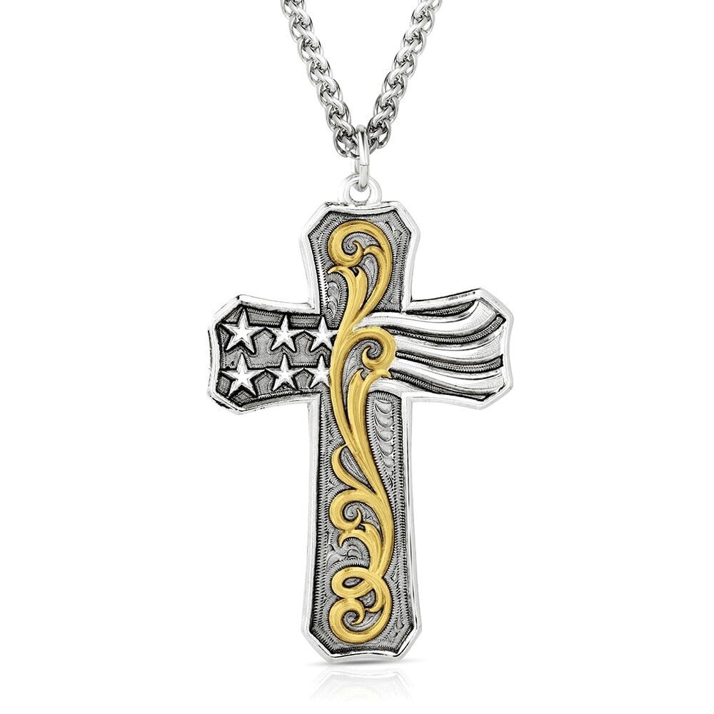 Montana Silversmiths American Made Series AMNC6417 Necklace, Men's, One-Size, Faith and Freedom, Brass