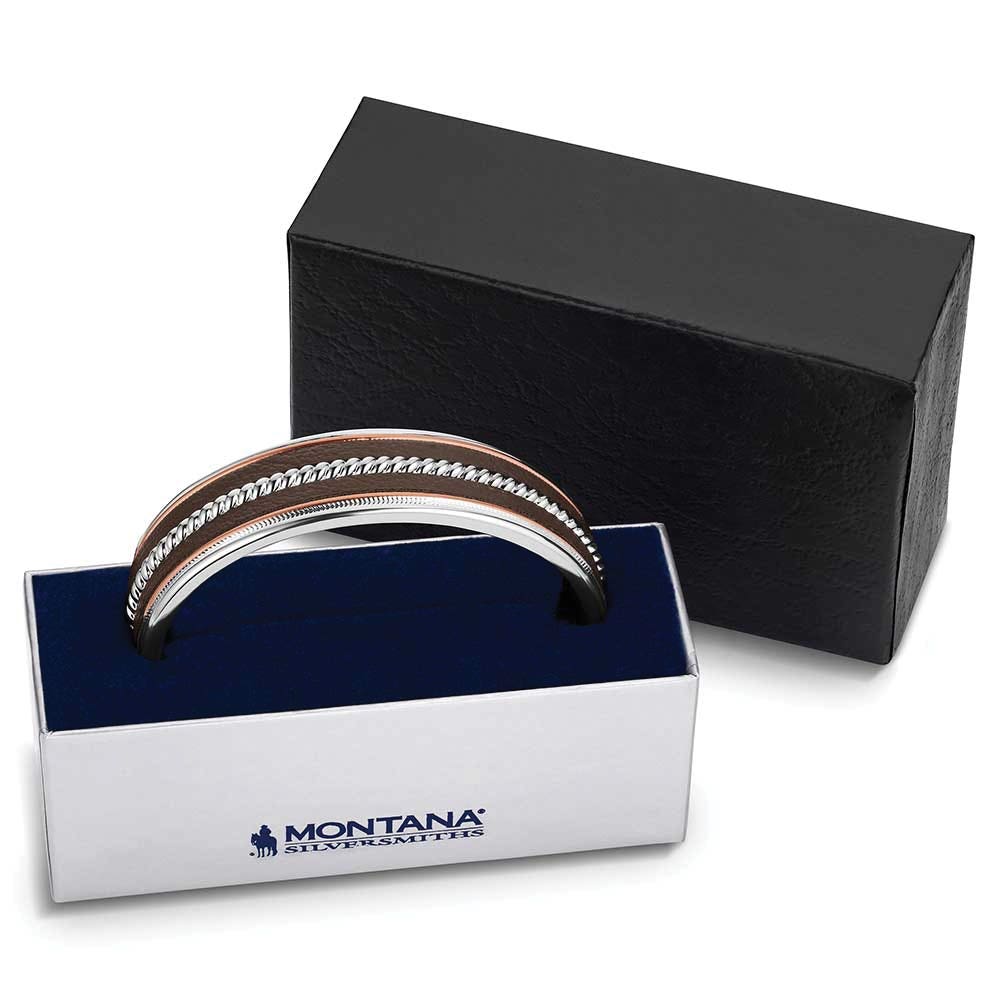 Montana Silversmiths BC6430 Bracelet, Cuff, One-Size, Unbridled Blessings, Brass/Leather