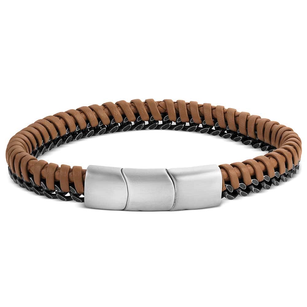 Montana Silversmiths BC6441 Bracelet, Men's, One-Size, Outrider Braided, Leather/Stainless Steel