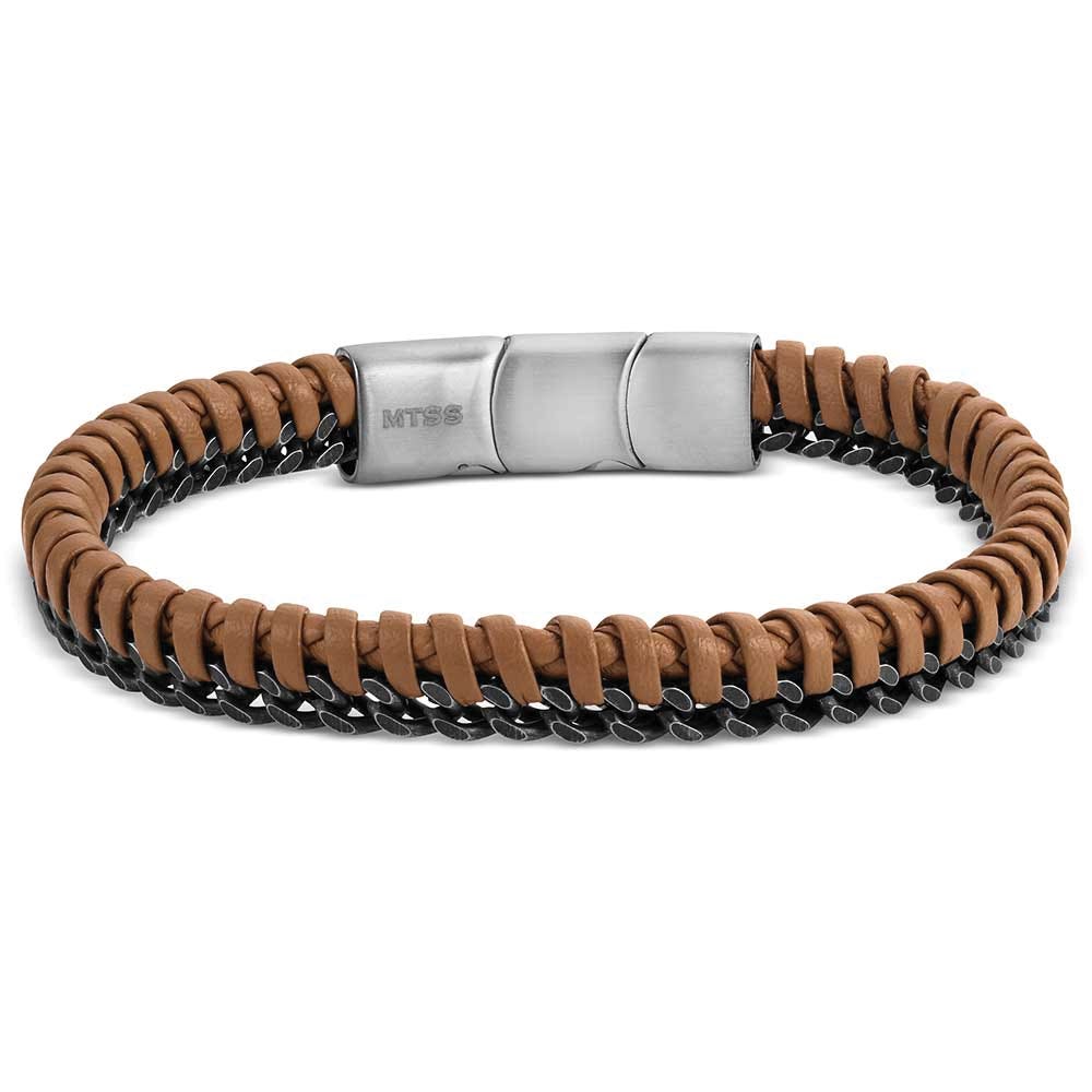 Montana Silversmiths BC6441 Bracelet, Men's, One-Size, Outrider Braided, Leather/Stainless Steel