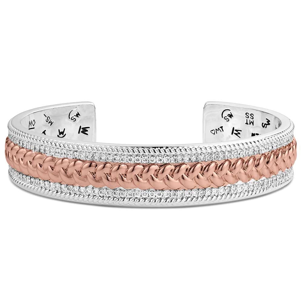 Montana Silversmiths BC6446 Bracelet, Cuff, One-Size, High Prairie, Cubic Zirconia Gemstone, Brass