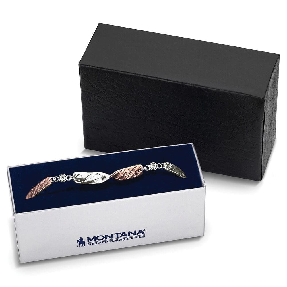 Montana Silversmiths BC6462 Bracelet, Two-Tone, Women's, Flatland Twister, Cubic Zirconia Gemstone, Brass