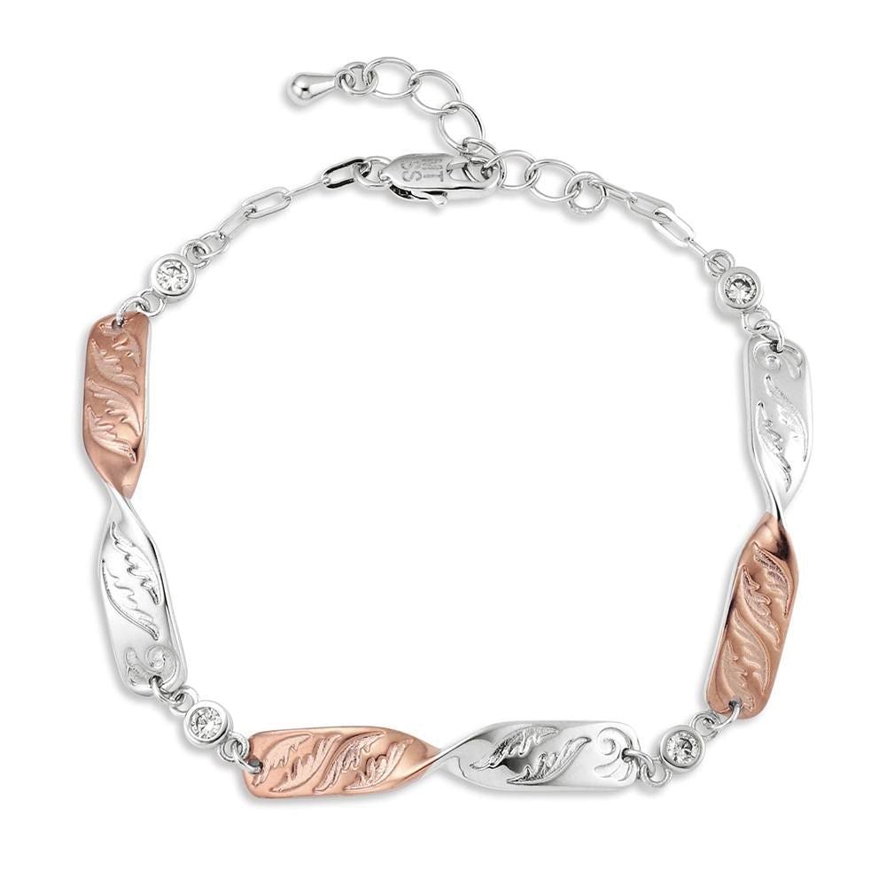 Montana Silversmiths BC6462 Bracelet, Two-Tone, Women's, Flatland Twister, Cubic Zirconia Gemstone, Brass