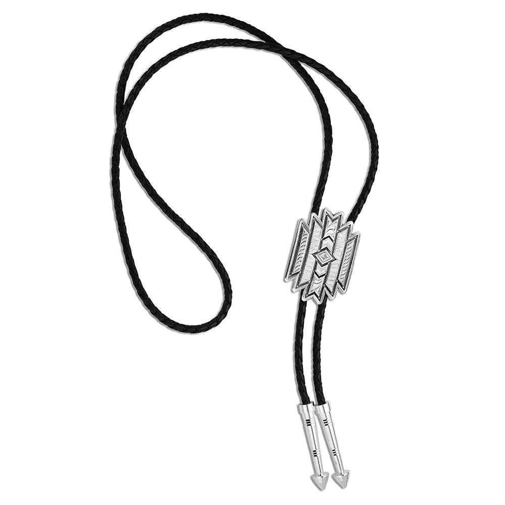Montana Silversmiths BT6162 Bolo Tie, Southwest Motif, Brass/Leather