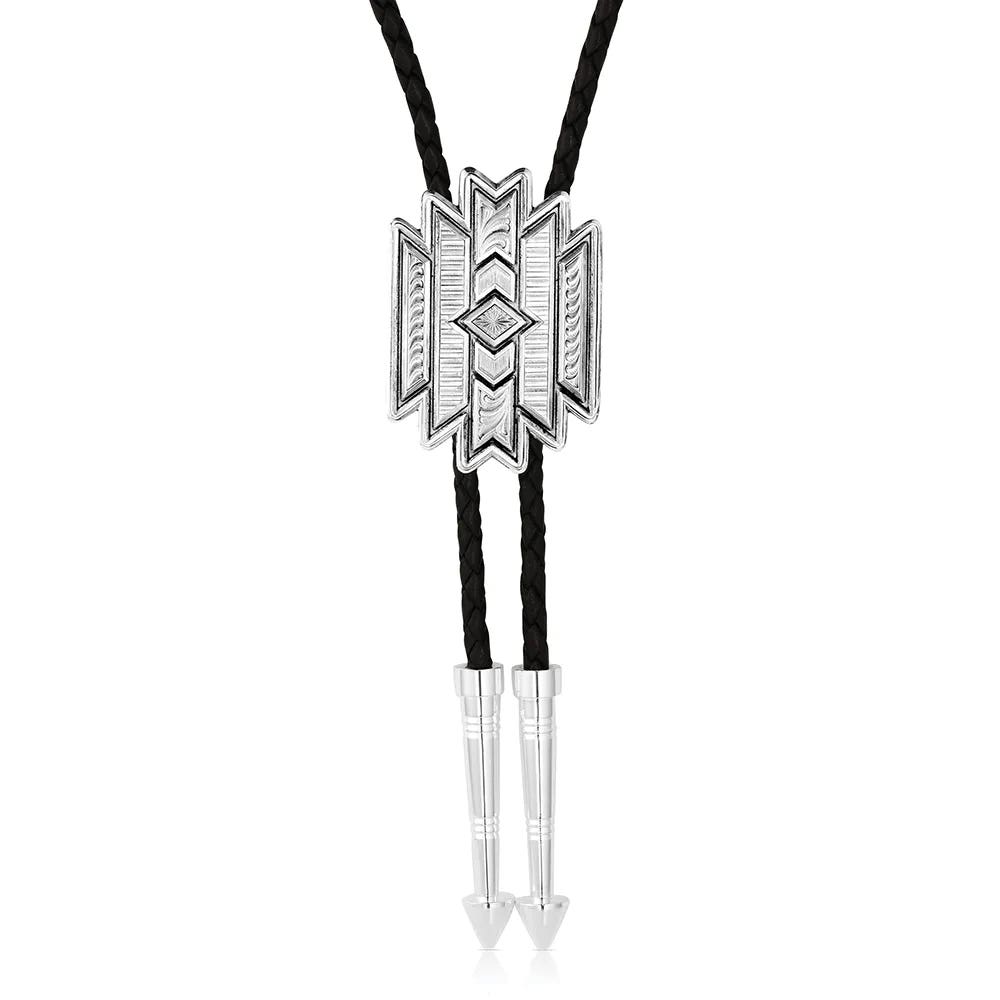 Montana Silversmiths BT6162 Bolo Tie, Southwest Motif, Brass/Leather