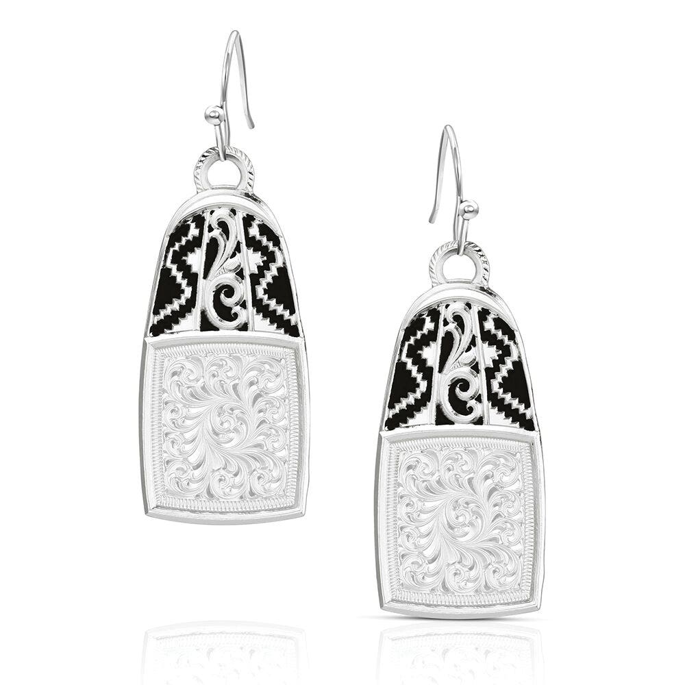 Montana Silversmiths American Made Series ER6415 Earrings, Dangle, Women's, Big Bend, Geometric, Brass/Stainless Steel