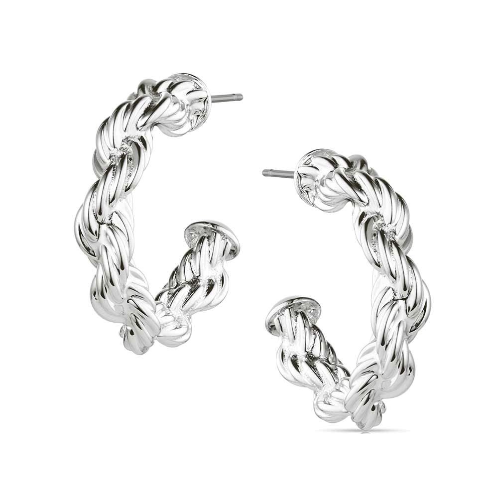 Montana Silversmiths ER6445 Earrings, Women's, Plaited Rope Hoop, Brass/Stainless Steel