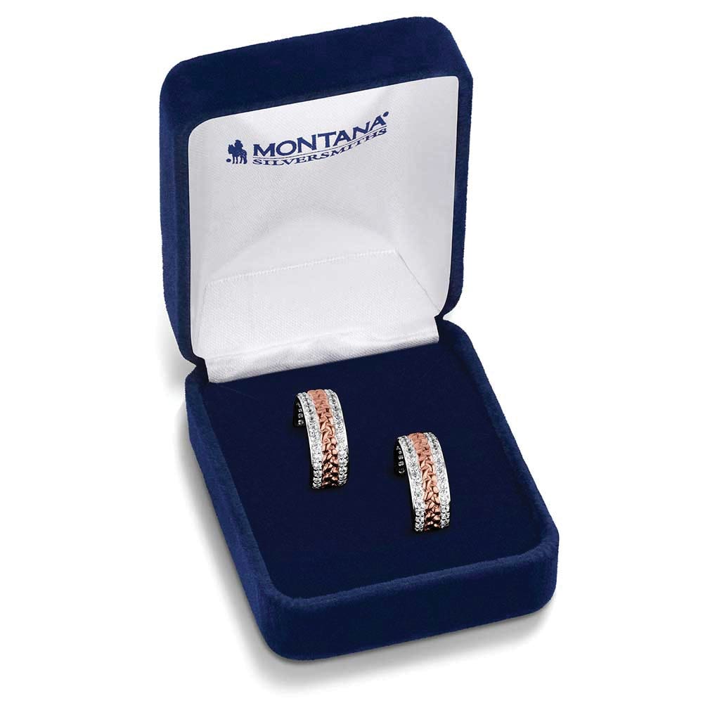 Montana Silversmiths ER6446 Earrings, Women's, High Prairie Hoop, Cubic Zirconia Gemstone, Brass/Stainless Steel