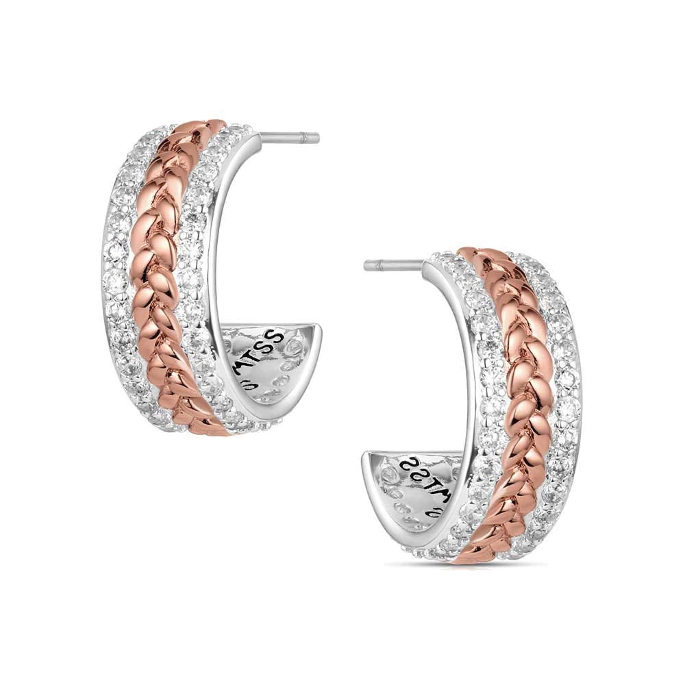 Montana Silversmiths ER6446 Earrings, Women's, High Prairie Hoop, Cubic Zirconia Gemstone, Brass/Stainless Steel
