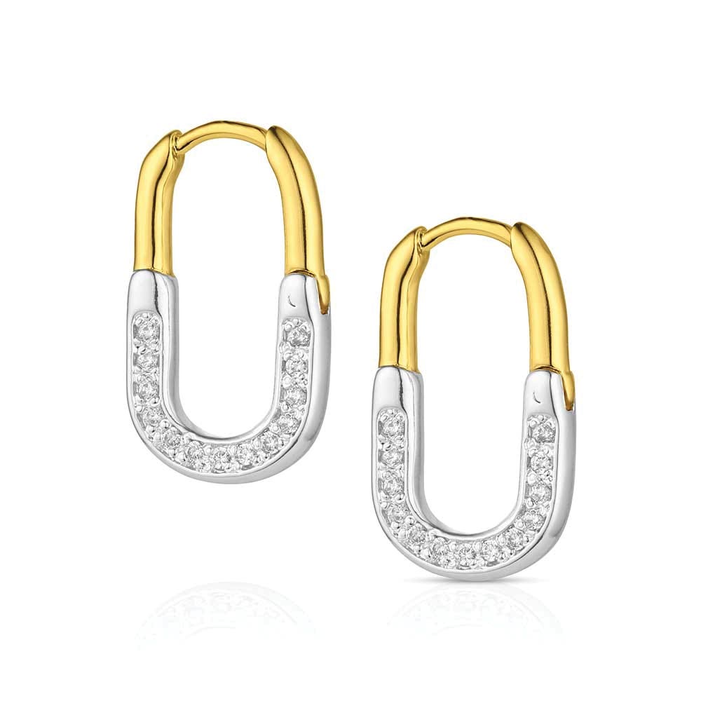 Montana Silversmiths ER6452 Earrings, Flats Hoop, Cubic Zirconia Gemstone, Brass