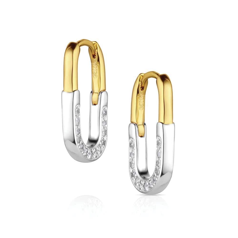Montana Silversmiths ER6452 Earrings, Flats Hoop, Cubic Zirconia Gemstone, Brass