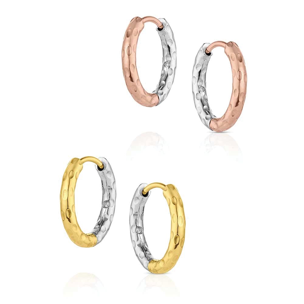 Montana Silversmiths ER6453 Earring Set, Huggie, Women's, Sun and Moon Hoop, Stainless Steel