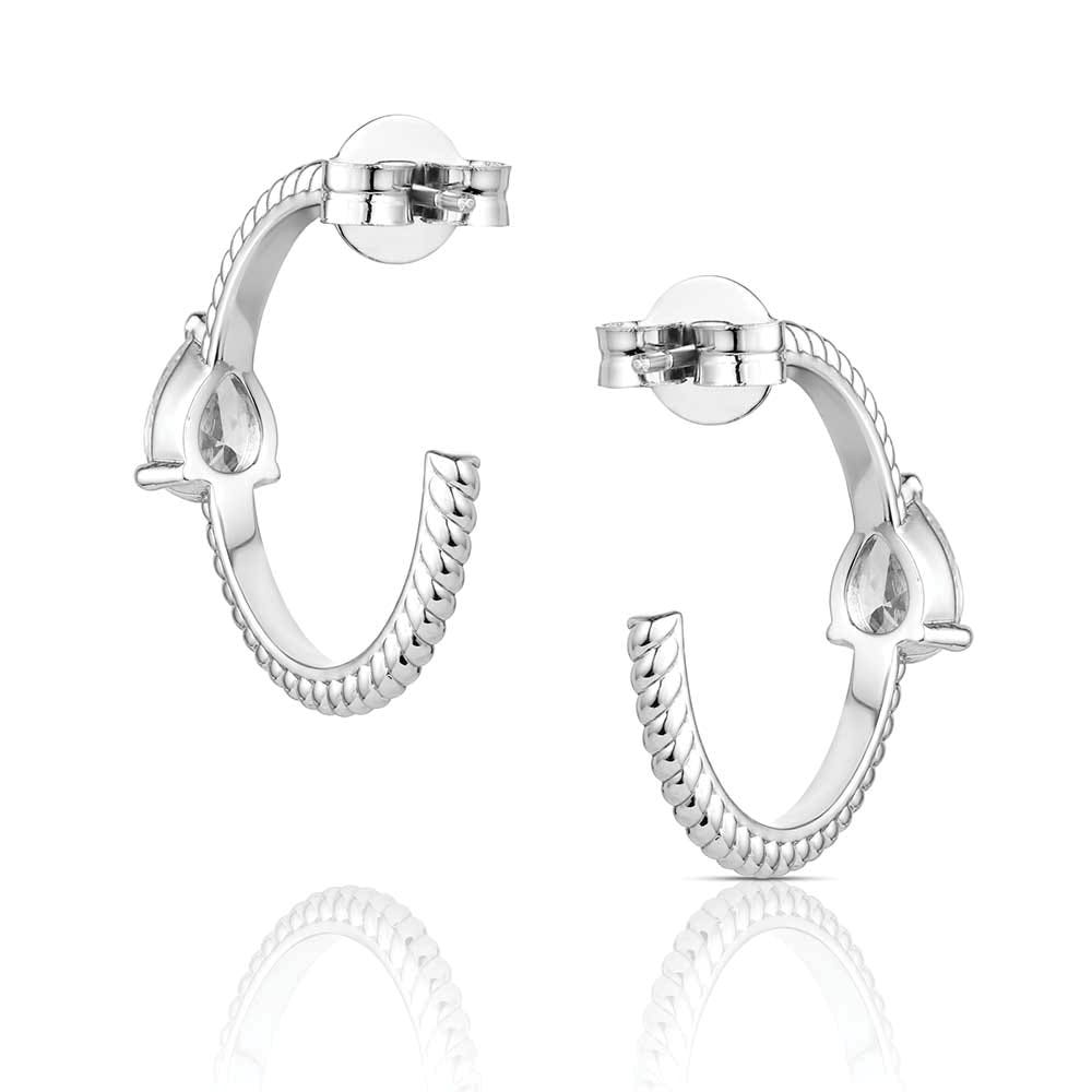 Montana Silversmiths ER6455 Earrings, Women's, Wandering Trail Hoop, Cubic Zirconia Gemstone, Brass/Stainless Steel