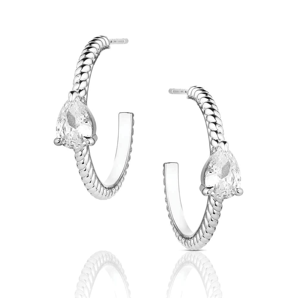 Montana Silversmiths ER6455 Earrings, Women's, Wandering Trail Hoop, Cubic Zirconia Gemstone, Brass/Stainless Steel