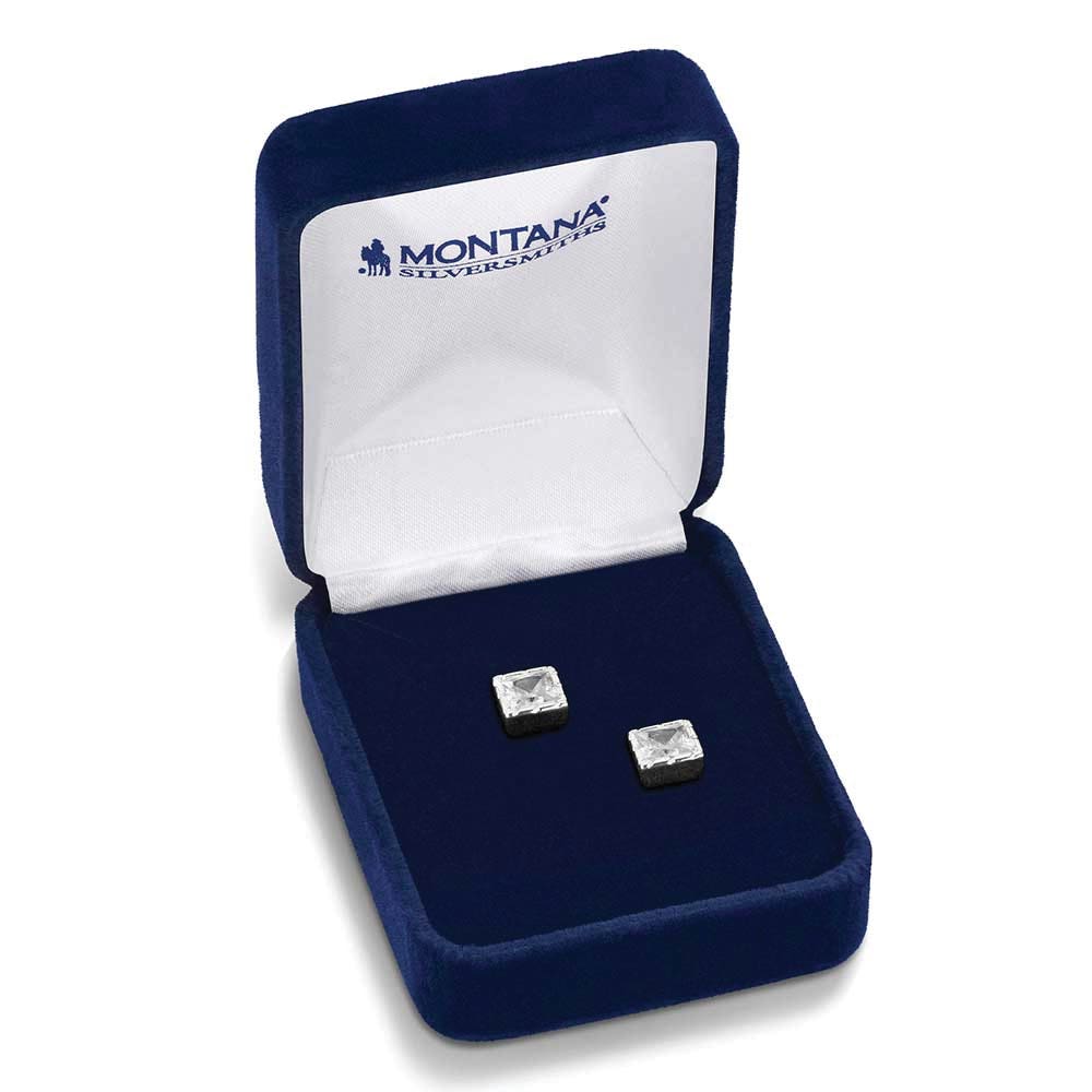 Montana Silversmiths ER6457 Earrings, Women's, Engraved Elegance Post, Cubic Zirconia Gemstone, Brass/Stainless Steel