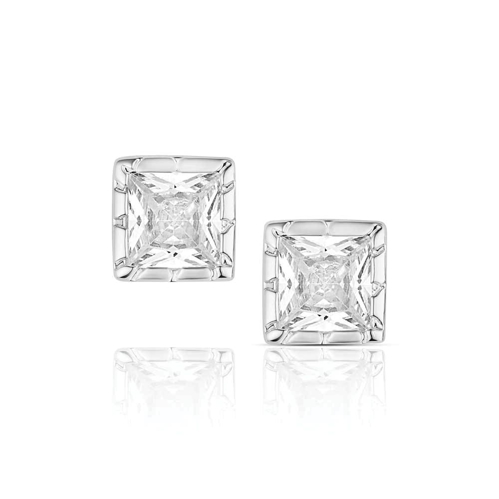 Montana Silversmiths ER6457 Earrings, Women's, Engraved Elegance Post, Cubic Zirconia Gemstone, Brass/Stainless Steel