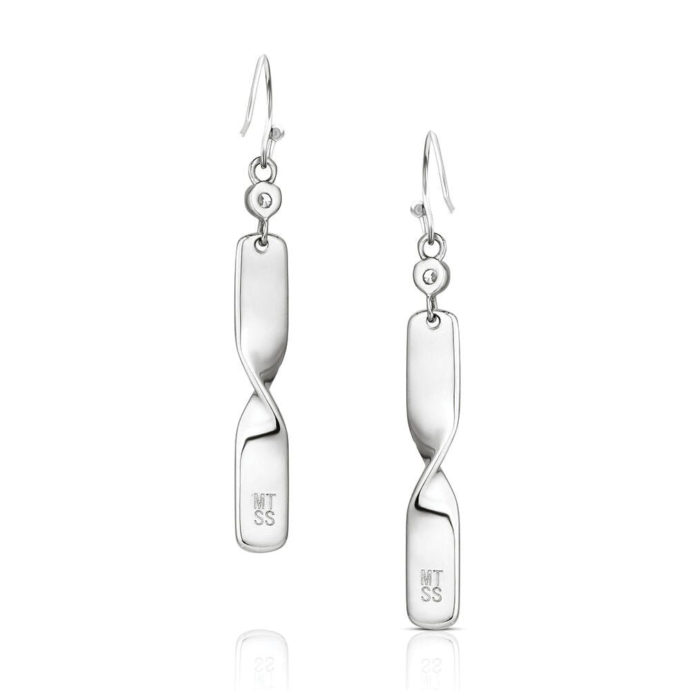 Montana Silversmiths ER6462 Earrings, Dangle, Flatland Twister, Cubic Zirconia Gemstone, Brass/Stainless Steel