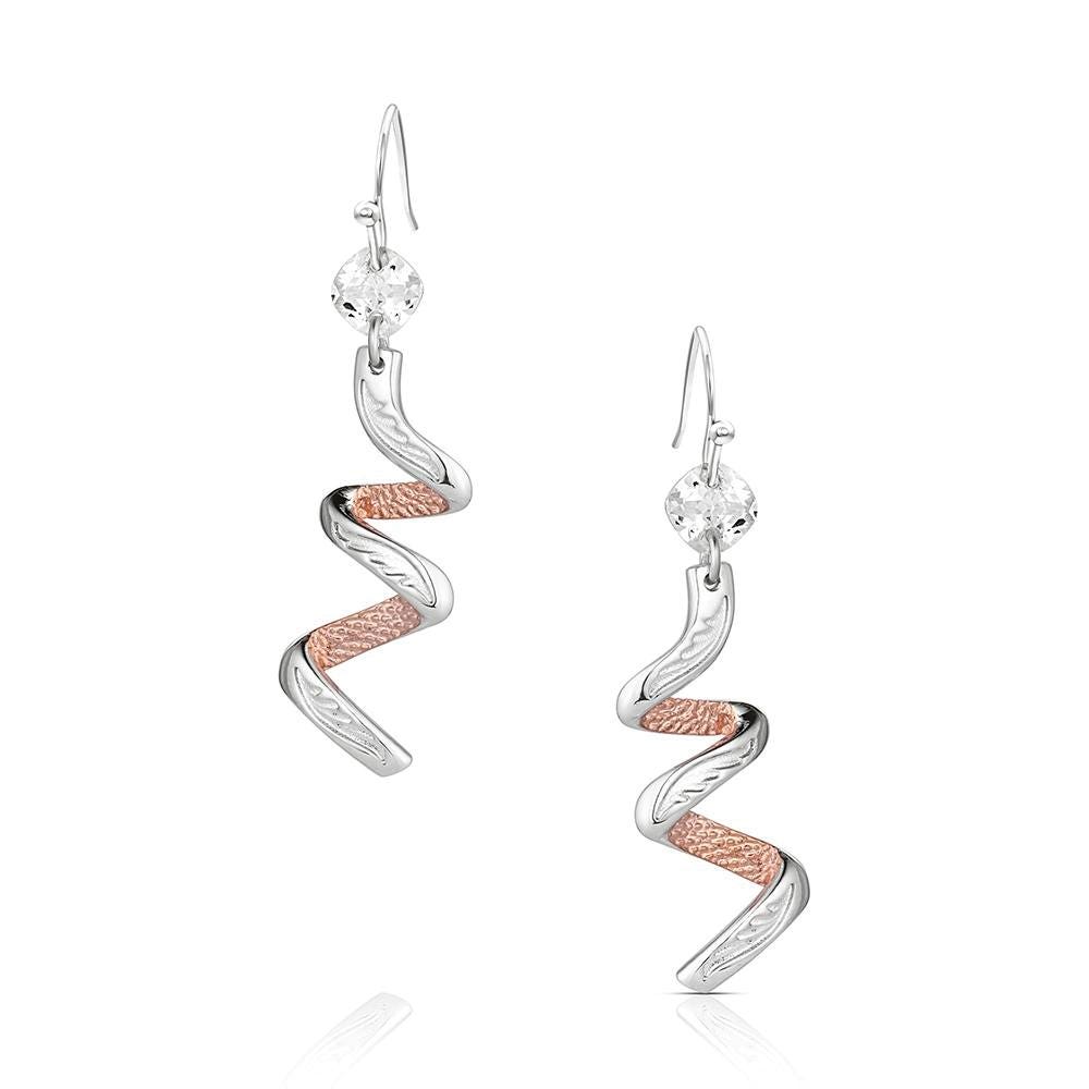 Montana Silversmiths ER6463 Earrings, Dangle, Women's, Buckaroo Bling, Cubic Zirconia Gemstone, Brass/Stainless Steel