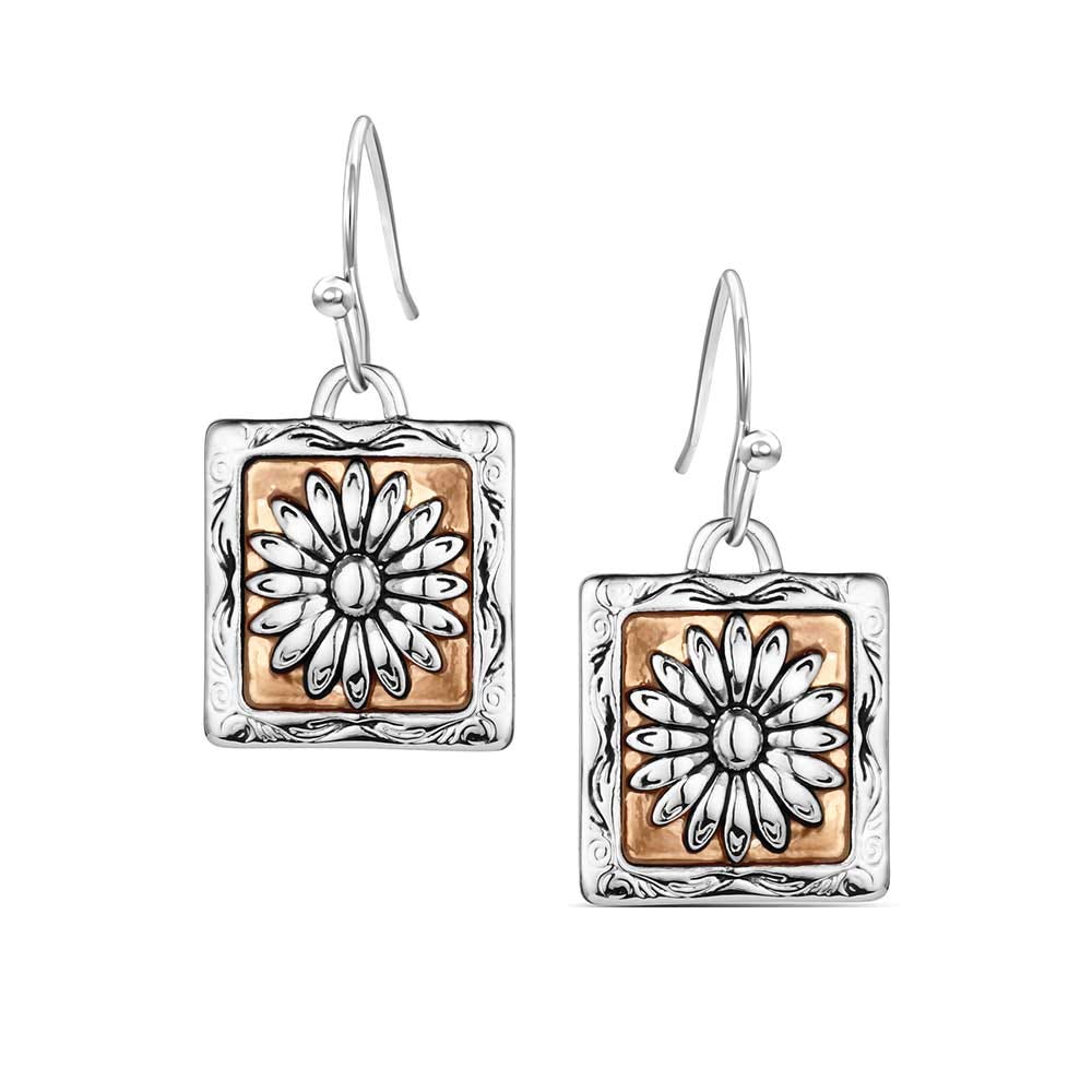 Montana Silversmiths ER6464 Earrings, Dangle, Women's, Ranch House Floral, Zinc Alloy