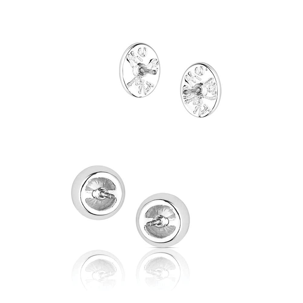 Montana Silversmiths ER6468 Earrings, Stud, Women's, Circle Four Post, Cubic Zirconia Gemstone, Brass/Stainless Steel