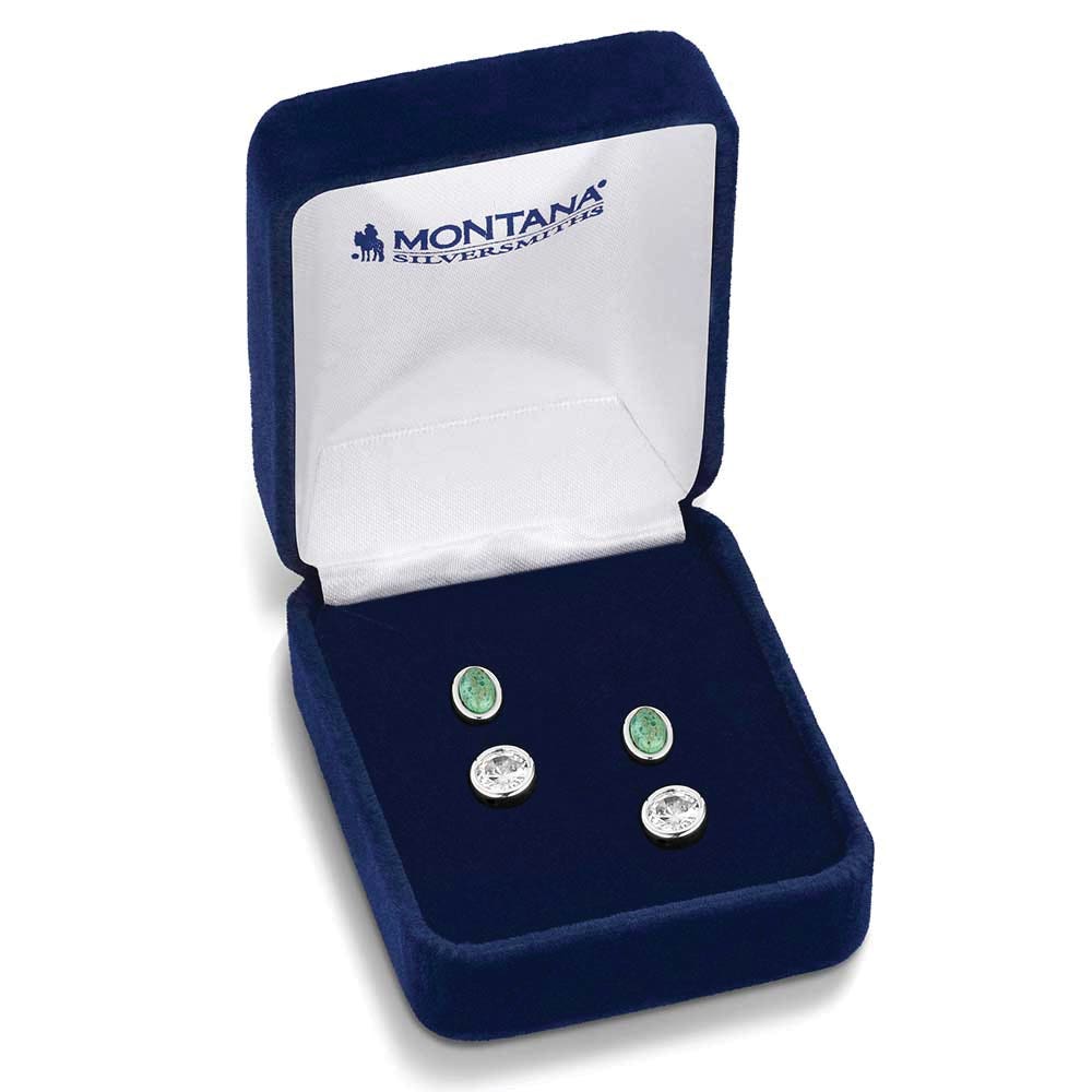 Montana Silversmiths ER6468 Earrings, Stud, Women's, Circle Four Post, Cubic Zirconia Gemstone, Brass/Stainless Steel