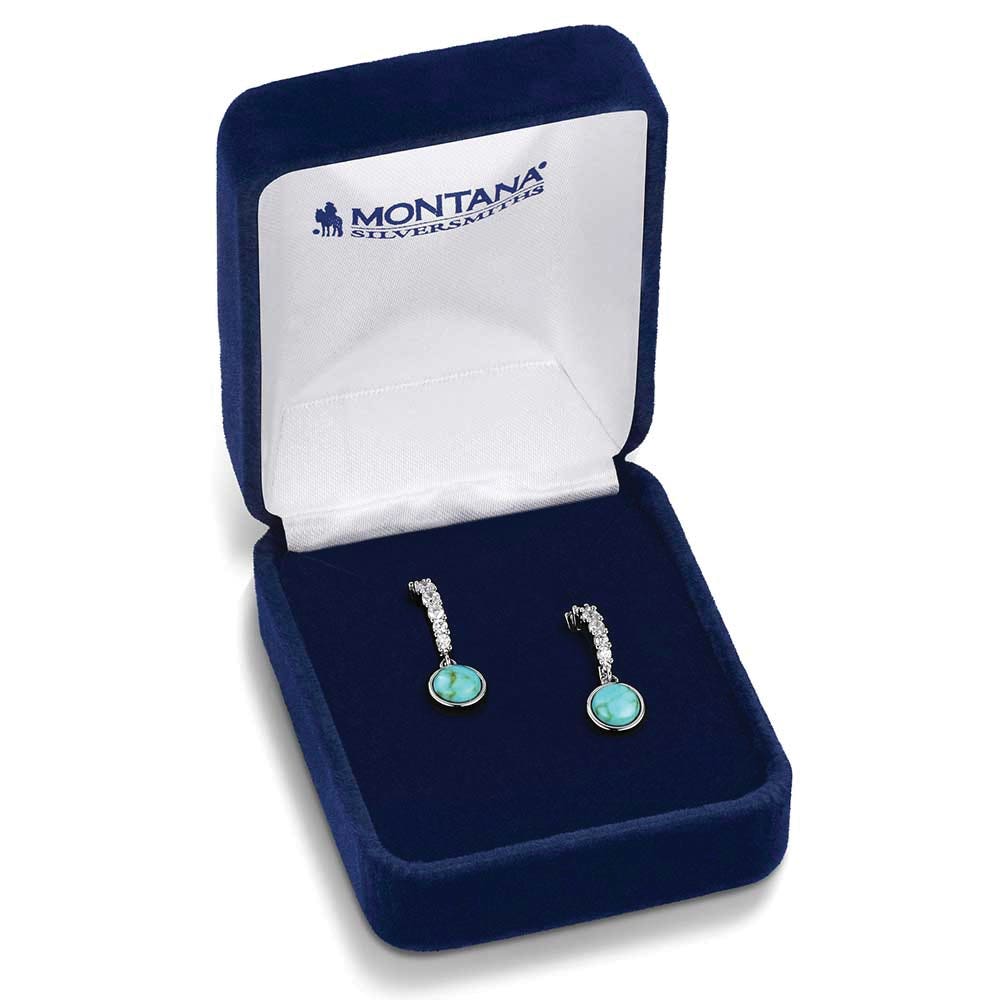 Montana Silversmiths ER6482 Earrings, Drop, Women's, Desert Moonlight, Cubic Zirconia, Turquoise Gemstone