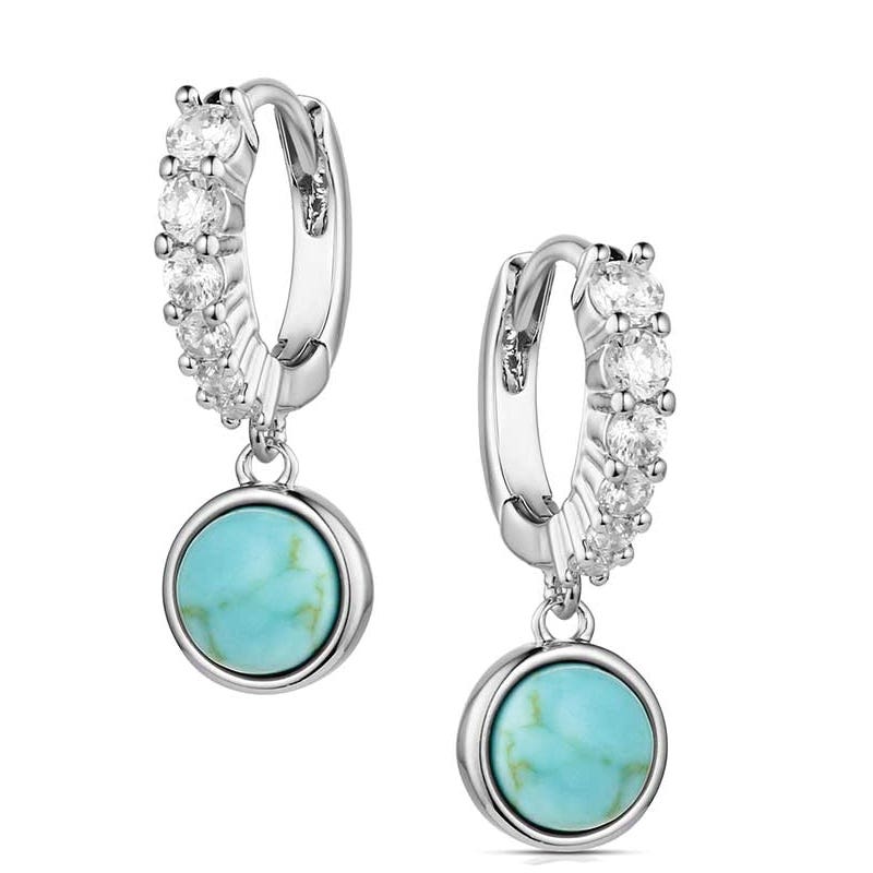 Montana Silversmiths ER6482 Earrings, Drop, Women's, Desert Moonlight, Cubic Zirconia, Turquoise Gemstone